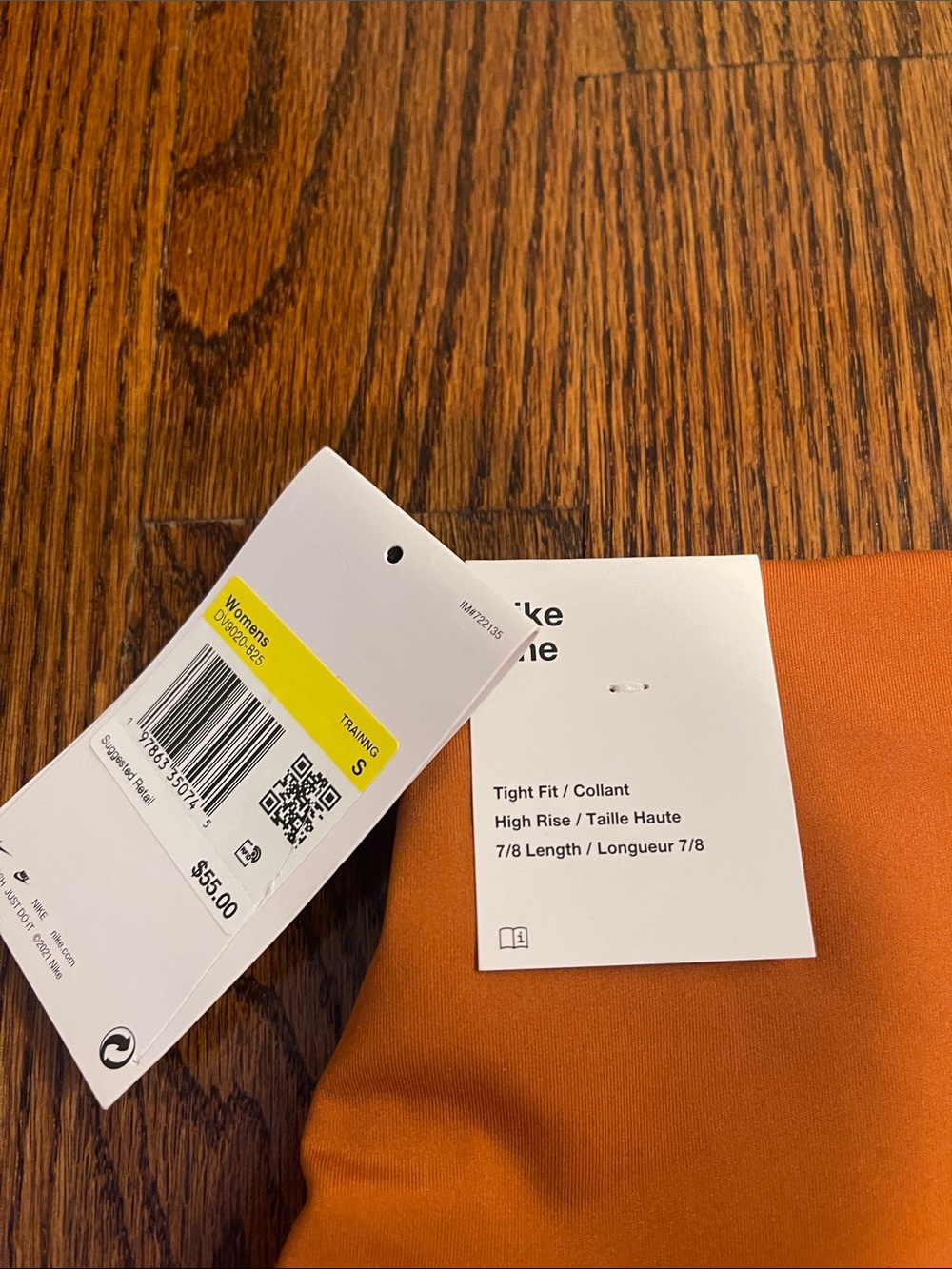 Women's Orange High-Rise Tight Fit Leggings - Nike